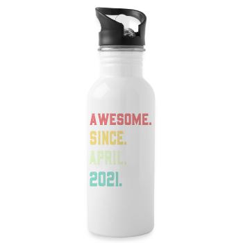 Awesome Since April 2021 - Water bottle with straw - white - Right