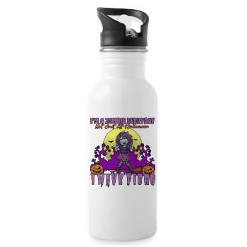 Zombie-Alltagsbewusstsein für Fibromyalgie - Trinkflasche mit integriertem Trinkhalm - Weiß - Rechts