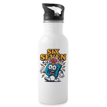 Six Seven 67 Italian Brainrot Nerd Humour Drôle - Gourde avec paille intégrée - blanc - Droite