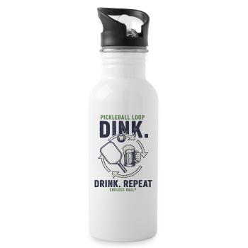 Joueur drôle de pickleball Dink Drink Répéter Jouer - Gourde avec paille intégrée - blanc - Droite