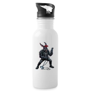 Heavy Metal Easter Bunny Rocker Easter Hardcore Bunny - Water bottle with straw - white - Right