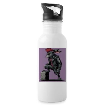 Heavy Metal Easter Bunny Rocker Easter Hardcore Bunny - Water bottle with straw - white - Right