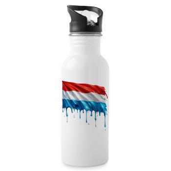 Luxembourg Colorful Paint - Water bottle with straw - white - Right