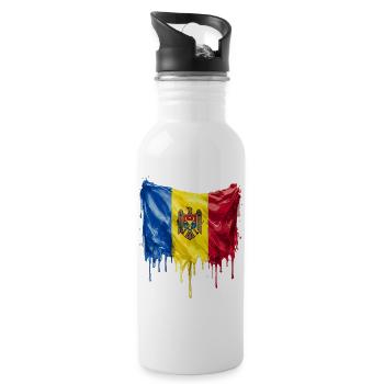 Moldova Colorful Paint - Trinkflasche mit integriertem Trinkhalm - Weiß - Rechts