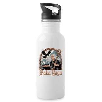  Baba Yaga Slawische Hexe Krähe Kessel Mythologie - Trinkflasche mit integriertem Trinkhalm - Weiß - Rechts