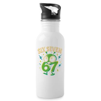 Six Seven 67 Italian Brainrot Alien Humor Funny - Water bottle with straw - white - Right