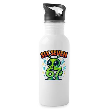 Six Seven 67 Italian Brainrot Alien Humor Funny - Water bottle with straw - white - Right