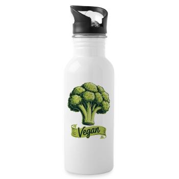 Vegan T-Shirt Broccoli Vegan Lifestyle Nutrition - Water bottle with straw - white - Right