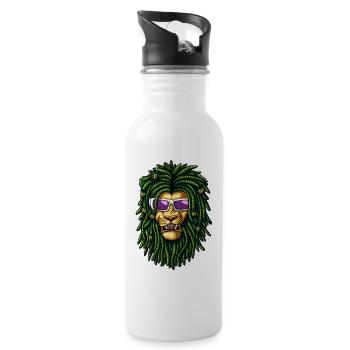 Rasta Lion Dreadlocks Lunettes de soleil Art reggae - Gourde avec paille intégrée - blanc - Droite