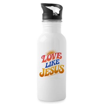 Jesus Tshirt Love Like Jesus Christliches Geschenk - Trinkflasche mit integriertem Trinkhalm - Weiß - Rechts