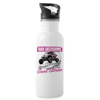 UTV Off Road Girl Woman 4 Wheeler Side by side - Water bottle with straw - white - Right