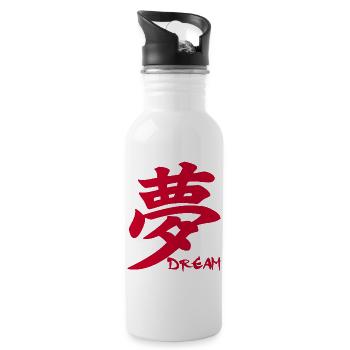 Le mot rêve en japonais (rouge) - Gourde avec paille intégrée - blanc - Droite