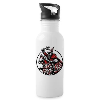 Lajkonik Polish Folk Legend Rider - Water bottle with straw - white - Right