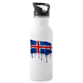 Drapeau islandais couleur colorée - Gourde avec paille intégrée - blanc - Droite