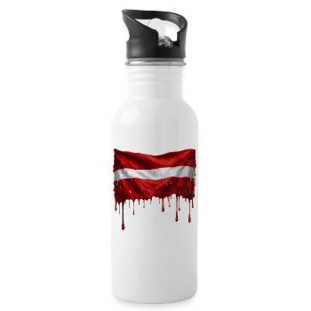 Latvian flag colorful color - Water bottle with straw - white - Right