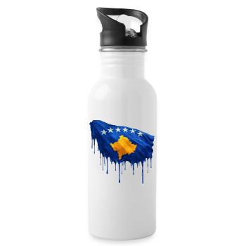 Drapeau du Kosovo couleur colorée - Gourde avec paille intégrée - blanc - Droite