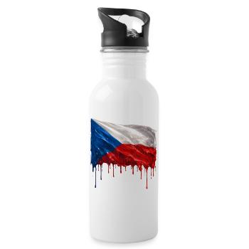 Tschechische Flagge bunte Farbe - Trinkflasche mit integriertem Trinkhalm - Weiß - Rechts