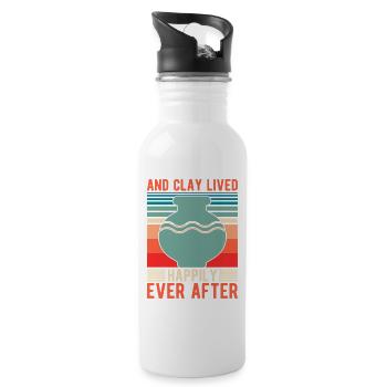 Artist Painter Graphic And Clay Lived Happily Ever - Water bottle with straw - white - Right