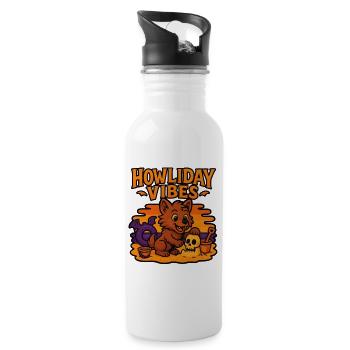 Howliday Vibes Cute Werewolf Summer Halloween - Trinkflasche mit integriertem Trinkhalm - Weiß - Rechts