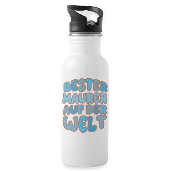 Geschenk für Maurer - Trinkflasche mit integriertem Trinkhalm - Weiß - Rechts