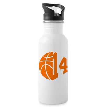 NUMMER 14 BASKETBALL 14. GEBURTSTAG - Trinkflasche mit integriertem Trinkhalm - Weiß - Rechts
