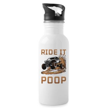 UTV Off Road Boy Men 4 Wheeler Side by side - Water bottle with straw - white - Right