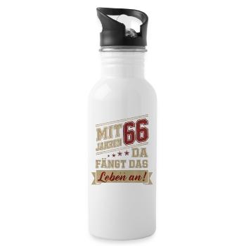 mit 66 Jahren da fängt das Leben an - Trinkflasche mit integriertem Trinkhalm - Weiß - Rechts