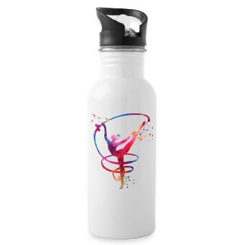 Gymnastin Mit Band Rhythmische Sportgymnastik - Trinkflasche mit integriertem Trinkhalm - Weiß - Rechts