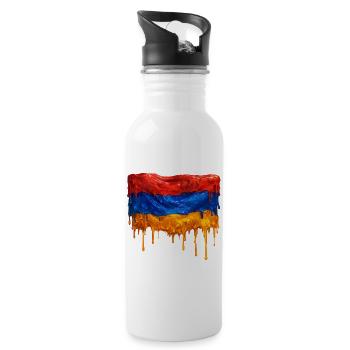 Armenian flag in bright colors - Water bottle with straw - white - Right