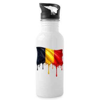 Belgian flag in bright colours - Water bottle with straw - white - Right