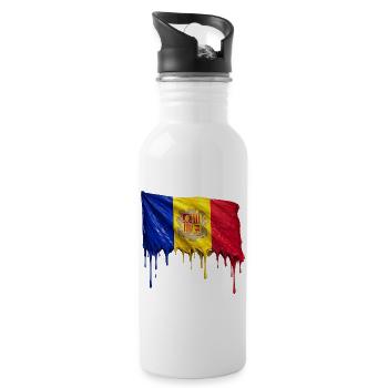 Andorranische Flagge in bunten Farben - Trinkflasche mit integriertem Trinkhalm - Weiß - Rechts