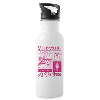 Life is Better at the Pool Summer Shirt - Trinkflasche mit integriertem Trinkhalm - Weiß - Rechts