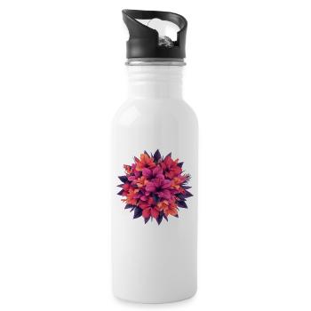 Hibiscus Fire Blossoms Bouquet - Water bottle with straw - white - Right