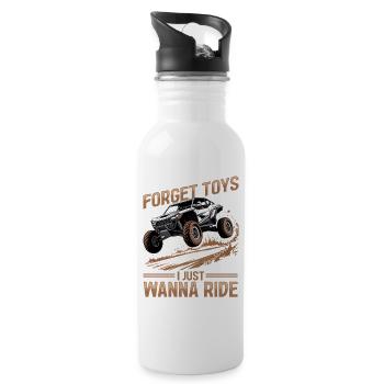 UTV Off Road Boy Men 4 Wheeler Side by side - Trinkflasche mit integriertem Trinkhalm - Weiß - Rechts