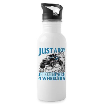 UTV Off Road Boy Men 4 Wheeler Side by side - Trinkflasche mit integriertem Trinkhalm - Weiß - Rechts