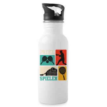 Padel Sport PLAY PADEL Lustiges - Trinkflasche mit integriertem Trinkhalm - Weiß - Rechts