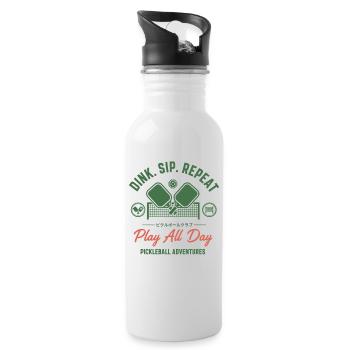 Pickleball Dink Sip Repeat Play All Day Adventures - Water bottle with straw - white - Right