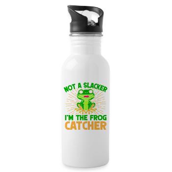 Frog Catcher Not A Slacker Frog - Water bottle with straw - white - Right