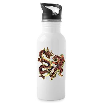 Dragon and Tiger Chinese - Water bottle with straw - white - Right
