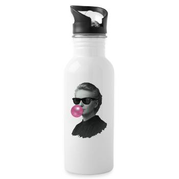 Marie Curie with bubblegum and sunglasses - Water bottle with straw - white - Right