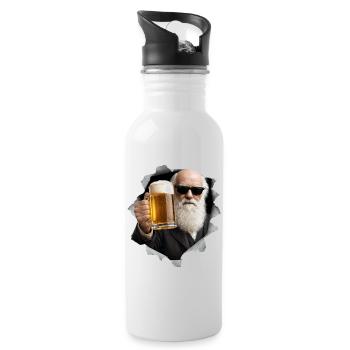 Charles Darwin tient une bière - Gourde avec paille intégrée - blanc - Droite