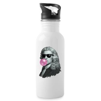 Isaac Newton mit Kaugummi und Sonnenbrille - Trinkflasche mit integriertem Trinkhalm - Weiß - Rechts
