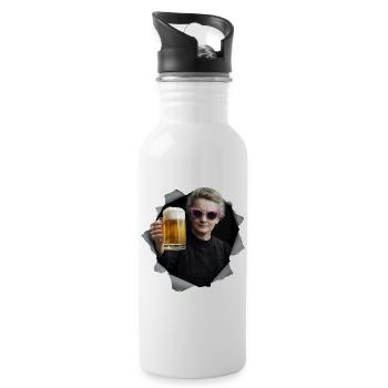 Marie Curie tient une bière - Gourde avec paille intégrée - blanc - Droite