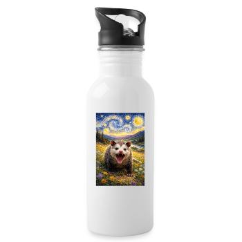 Opossum Starry Night - Water bottle with straw - white - Right
