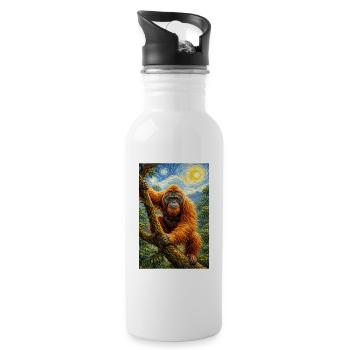 Orangutan Starry Night Style - Water bottle with straw - white - Right