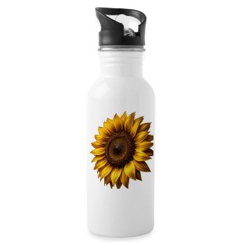 Yellow Sunflowers Flowers Sunflower Graphics - Water bottle with straw - white - Right