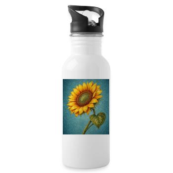 Yellow Sunflowers Flowers Sunflower Graphics - Water bottle with straw - white - Right