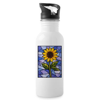 Yellow Sunflowers Flowers Sunflower Graphics - Water bottle with straw - white - Right