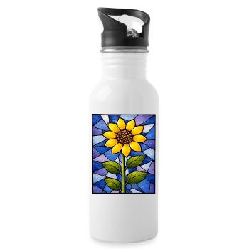 Yellow Sunflowers Flowers Sunflower Graphics - Water bottle with straw - white - Right