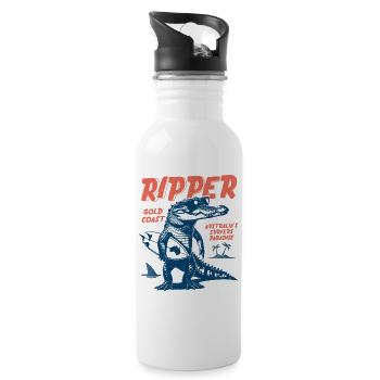Ripper Surfer Croc Gold Coast Australia - Trinkflasche mit integriertem Trinkhalm - Weiß - Rechts